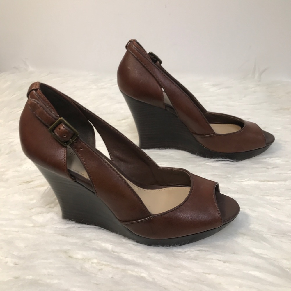 Saks 5th Avenue Leather Wedge Heel Pumps